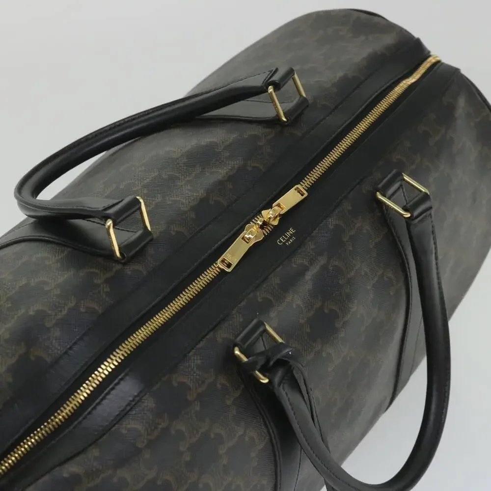 CELINE Triomphe Canvas Boston Bag Pvc Leather Black